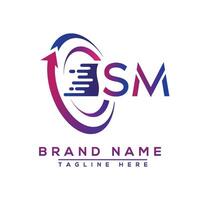 SM letter logo design. Vector logo design for business.