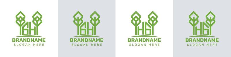 Letters GH and HG Greenhouse Logo, for business related to plant with GH or HG initials vector