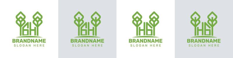 Letters GH and HG Greenhouse Logo, for business related to plant with GH or HG initials vector