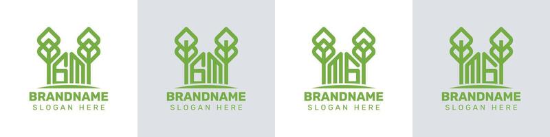 Letters GM and MG Greenhouse Logo, for business related to plant with GM or MG initials vector