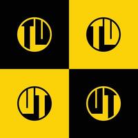Simple TU and UT Letters Circle Logo Set, suitable for business with TU and UT initials vector