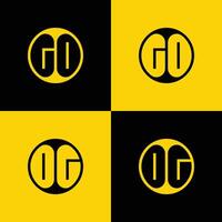 Simple GO and OG Letters Circle Logo Set, suitable for business with GO and OG initials vector