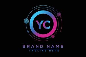 Blue YC letter logo design. Vector logo design for business.