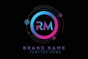 Blue RM letter logo design. Vector logo design for business.