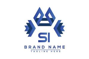 Letter SI Blue logo design. Vector logo design for business.