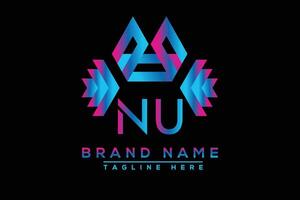 NU letter logo design. Vector logo design for business.