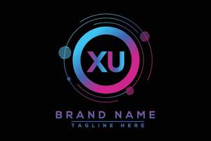 Blue XU letter logo design. Vector logo design for business.
