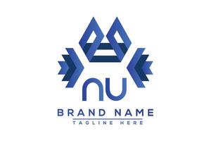 Letter NU Blue logo design. Vector logo design for business.