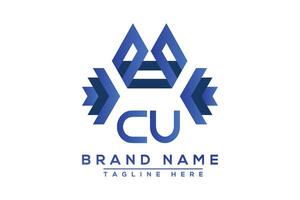 Letter CU Blue logo design. Vector logo design for business.