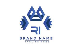 Letter RI Blue logo design. Vector logo design for business.