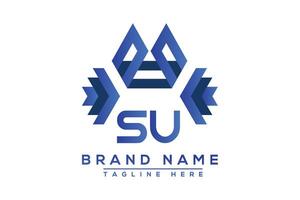 Letter SU Blue logo design. Vector logo design for business.