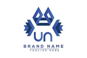 Letter UN Blue logo design. Vector logo design for business.