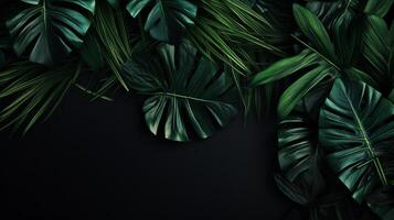 AI Generated Closeup tropical green leaf nature in the garden, digital painting artwork photo