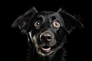 ai generado negro sorprendido perro foto