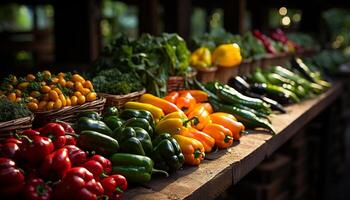 AI generated Fresh organic vegetables for healthy eating, variety at supermarket generated by AI photo