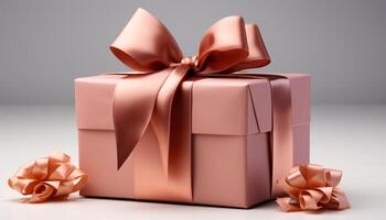 AI generated Birthday celebration with a shiny gift box wrapped in love generated by AI photo
