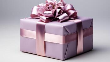 AI generated A shiny gift box wrapped in purple wrapping paper generated by AI photo