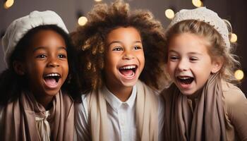 AI generated A joyful celebration of children, smiling and laughing together generated by AI photo