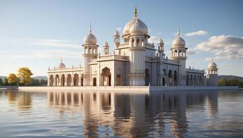 ai generado famoso Monumento refleja espiritualidad y antiguo culturas en paisaje urbano generado por ai foto