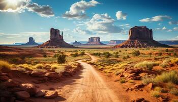 AI generated Monument Valley sandstone landscape showcases the beauty of nature generated by AI photo