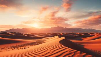 ai generado majestuoso montaña rango, tranquilo atardecer, árido clima, ola de calor generado por ai foto