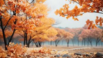 AI generated The vibrant autumn landscape showcases nature beauty in multi colored leaves generated by AI photo