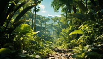 ai generado un lozano verde tropical selva, un montaña de belleza generado por ai foto