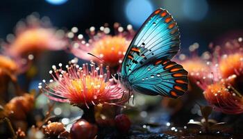 ai generado vibrante mariposa poliniza amarillo flor en hermosa verano naturaleza generado por ai foto