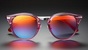 AI generated Fashionable sunglasses reflect elegance and protect eyes from ultraviolet light generated by AI photo