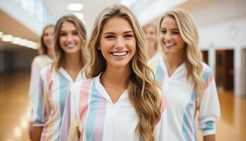 AI generated A group of cheerful young women smiling confidently at the camera generated by AI photo
