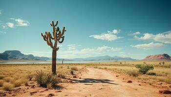 AI generated Majestic sand dunes in Africa, a tranquil desert adventure generated by AI photo