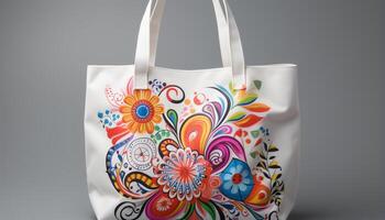 ai generado Moda ilustración moderno floral modelo en un amarillo bolso generado por ai foto