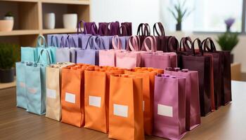 AI generated Large retail store with a variety of multi colored shopping bags generated by AI photo