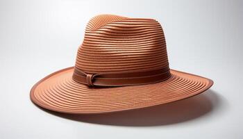 AI generated Fashionable men and women wear straw hats for summer elegance generated by AI photo