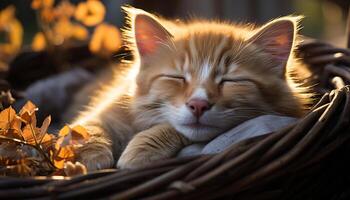 ai generado linda gatito dormido pacíficamente en el césped, disfrutando naturaleza belleza generado por ai foto