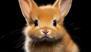 AI generated Cute fluffy rabbit sitting, looking at camera, soft fur generated by AI photo