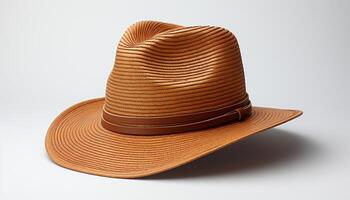 AI generated Fashionable men and women wear straw hats for summer elegance generated by AI photo