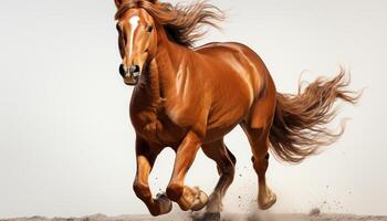AI generated Running stallion in the meadow, showcasing beauty and freedom generated by AI photo
