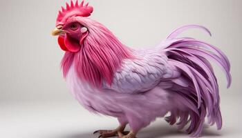 AI generated Cute rooster standing, looking at camera, feathers in full display generated by AI photo