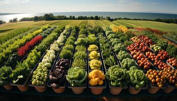 ai generado frescura y variedad de orgánico vegetales en un sano ensalada generado por ai foto