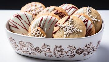 AI generated Homemade sugar cookies, decorated with icing, a sweet indulgence generated by AI photo