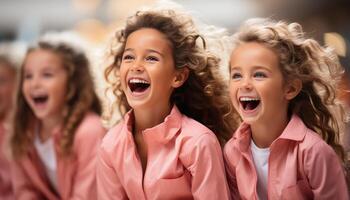 AI generated Group of children playing and laughing, enjoying their childhood together generated by AI photo