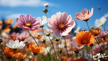 ai generado un vibrante prado de vistoso flores en el verano generado por ai foto