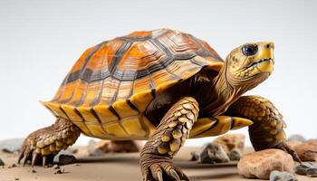 ai generado linda Tortuga gateando despacio, un pequeño reptil en naturaleza generado por ai foto