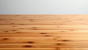AI generated Old fashioned wooden plank table in a modern empty room generated by AI photo