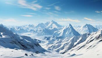 AI generated Majestic mountain range, tranquil scene, beauty in nature, winter generated by AI photo