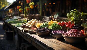 ai generado Fresco orgánico frutas y verduras, un sano comiendo variación generado por ai foto