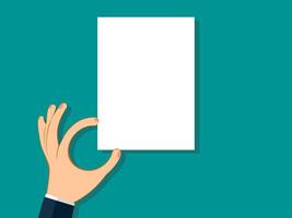 holding a blank sheet of paper vector