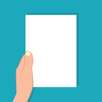 holding a blank sheet of paper. vector