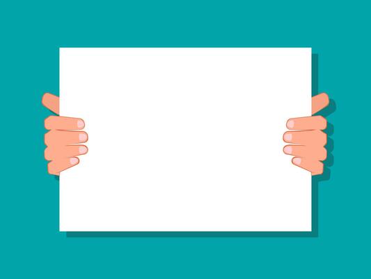 holding a blank sheet of paper. vector